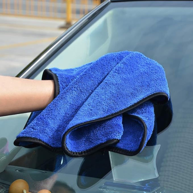 SINLAND Microfiber Car Drying Towels Ultra Absorbent,No Streaks,Scratches, or Water Spots,Wash Cleaning Auto Detailing Towels 380gsm 16inch x 24inch 3Pack Blue