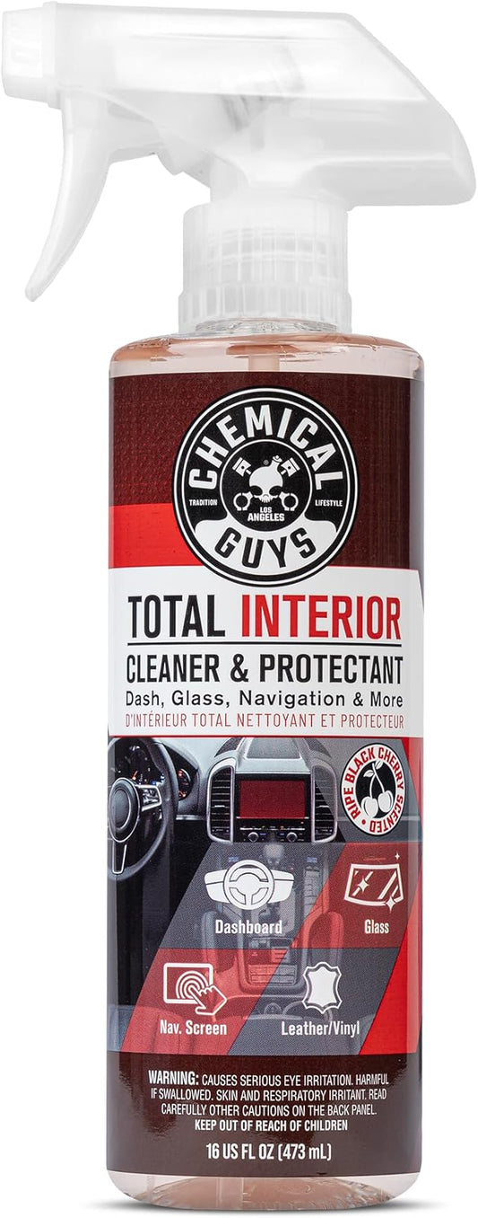 Chemical Guys Total Interior Cleaner and Protectant - Black Cherry Scent, Cleans and Protects Leather, Vinyl, Plastic, Rubber, Glass, and Fabric, Safe for Cars, Trucks, SUVs, RVs, and More - 16 oz