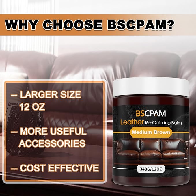 12oz Leather Recoloring Balm & 3.4oz Mink Oil Leather Conditioner kit,Medium Brown Leather Color Repair Kits for Couches, Leather Couch Paint Scratch Repair for Furniture Car Sofa Shoes Leather Dye