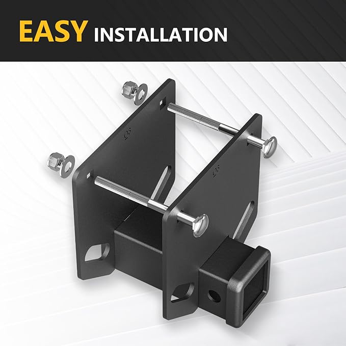 RV Bumper 2 inch Trailer Hitch Receiver Fits 4" x 4" Square Rear Bumper Beams, 3500 LBS Capacity Tow Towing Hitch Adapter Openning for Bike Racks Ball Mounts Cargo Carrier RV Tire Carrier