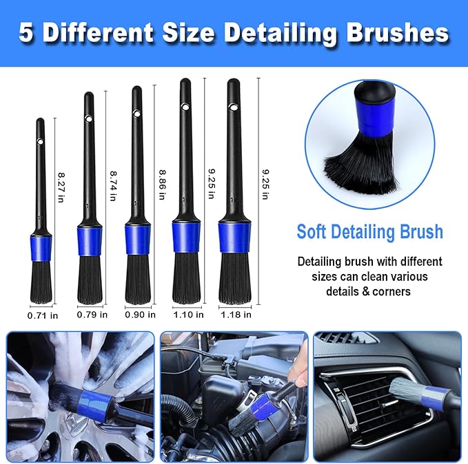 12Pcs Wheel Brush Kit for Cleaning Wheel and Tire, Wheel and Rim Brush, Car Detailing Brushes, Tire Brush, Bendable & Durable Car Wheel Rim Cleaner Brush Set,Car Detailing Cleaning Brush Supplies Kit