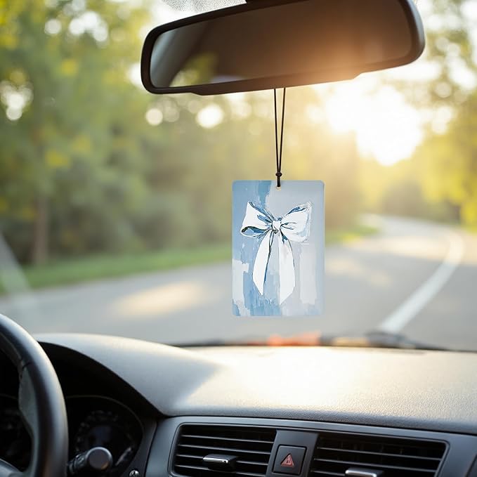 Trendy Western Cowgirl Car Air Freshener 4 Pcs, Retro Horse Cowgirl Boots Bow Hanging Air Freshener for Cars Closet Drawer Books Bathroom, Girly Car Accessories Mirror Decor for Women（Blue)