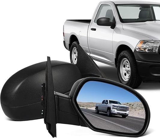 ECCPP Towing Mirrors Fit For 2007-2013 For Chevrolet Silverado 2007-2013 For GMC Sierra With Left Right Side With Power Heated Turn Signal Light Black Texture