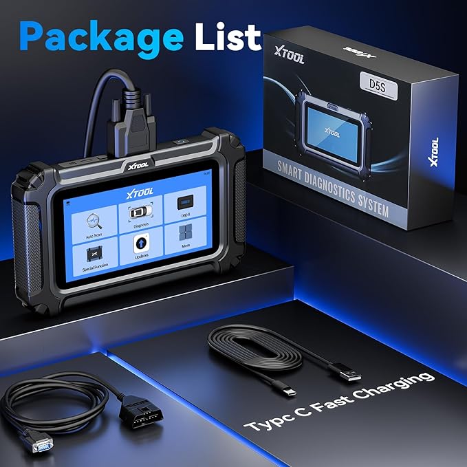 XTOOL D5S OBD2 Scanner - 2025 Code Reader for Cars & Trucks with 16 Resets, Crank Sensor Relearn, Throttle Relearn, EPB, FCA AutoAuth, CAN FD for GM, Engine ABS SRS Transmission Car Diagnostic Tool