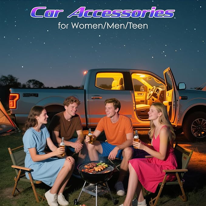 Winzwon Led Lights for Car Accessories Interior, Christmas Stocking Stuffers for Men Women Teen Girls, White Elephant Gifts for Adults, APP Control with USB Port Color Change Lights for Truck Decor