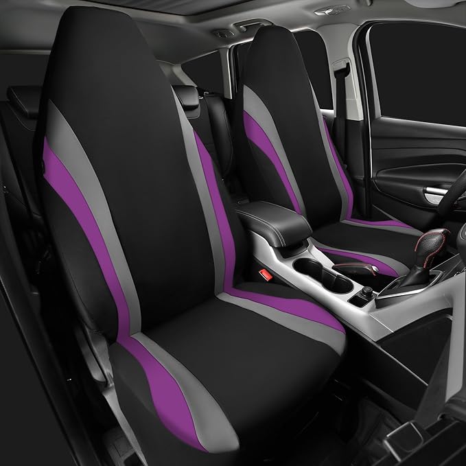 CAR PASS AquaShield Neoprene Waterproof Car Seat Covers Front Seats Only, High Back Bucket Seat Cover,Airbag Compatible,Seat Covers for Women Girl, Universal Fit for Auto Truck Van SUV (Black Purple)