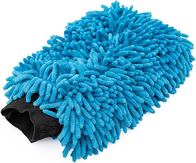The Rag Company - Premium Chenille Microfiber Knobby Wash Mitts - Perfect for Car Washing and Detailing; Scratch-Free, Lint-Free, Double-Sided, Plush, and Absorbent; Lime Green + Blue (2-Pack)