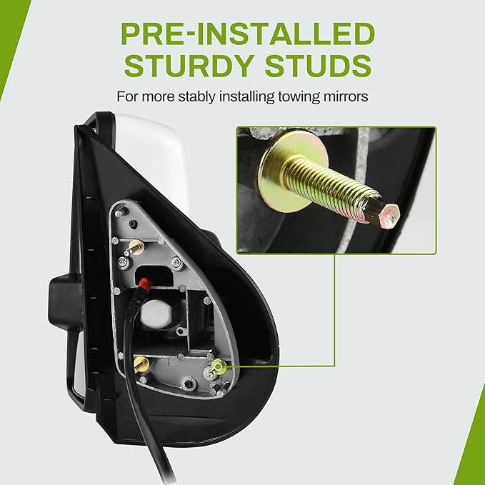 AUTOSAVER88 Towing Mirror Compatible with 2007-2013 Silverado Sierra 1500 2500HD/3500HD/Avalanche/Suburban/Yukon, Power Heated Switchback LED Turn Signal Running Light Manual Telescoping Folding White