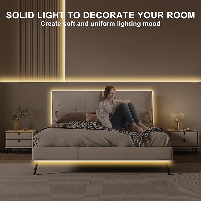 16.4ft COB Led Strip Light with Remote, 2700K Dimmable Bright Warm White Led COB Strip Light, White Led Strip Light for Mirror, Stair, Cabinet, Room