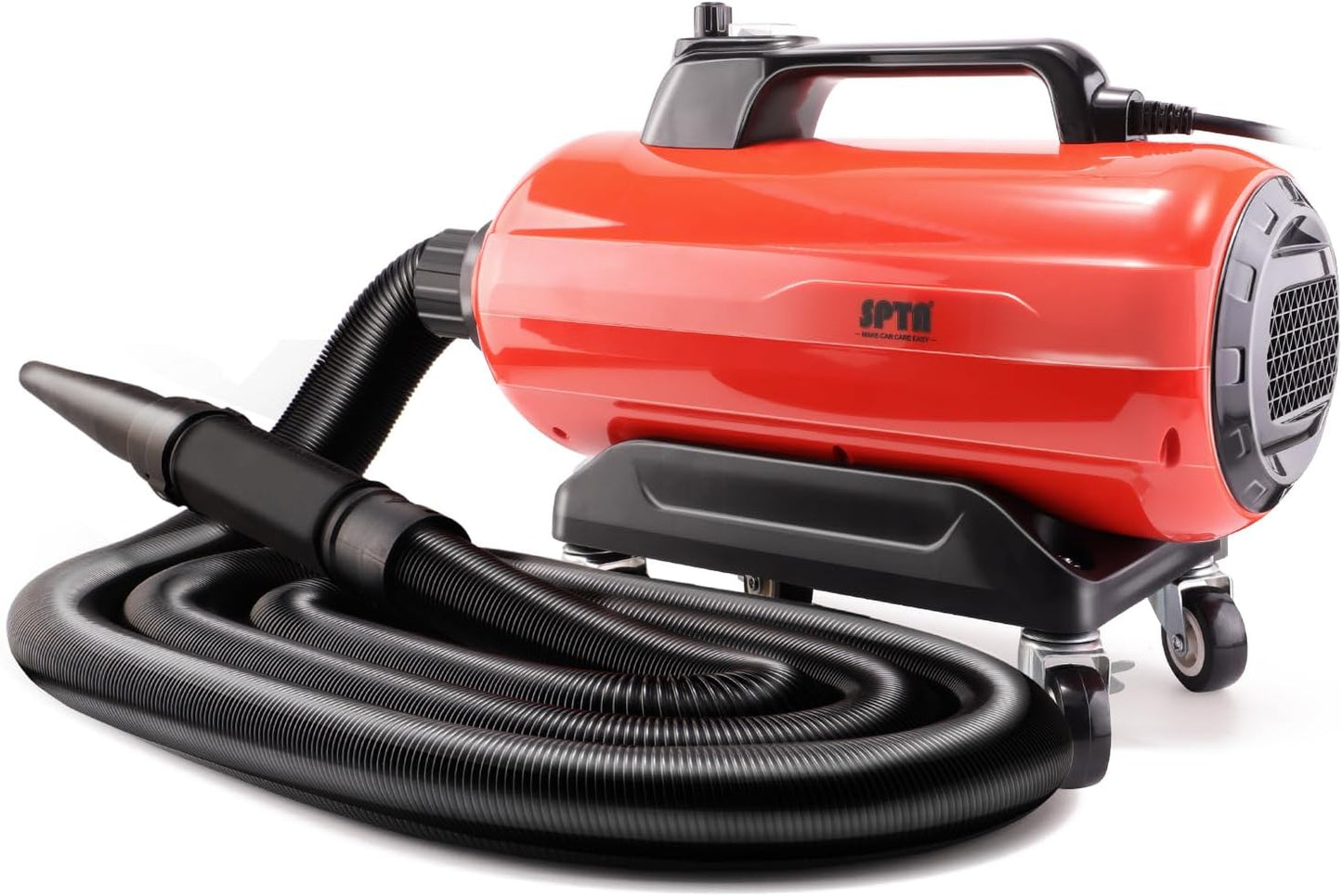 SPTA Air Cannon Car Dryer Blower, 3000W Auto Car Wash Dryer, Air Cannon Car Dryer with 4 Wheels&30-Foot Flexible Hose, Filtered Car Air Dryer, Drying for Car Wash Water Drying, Dusting -S Series Item