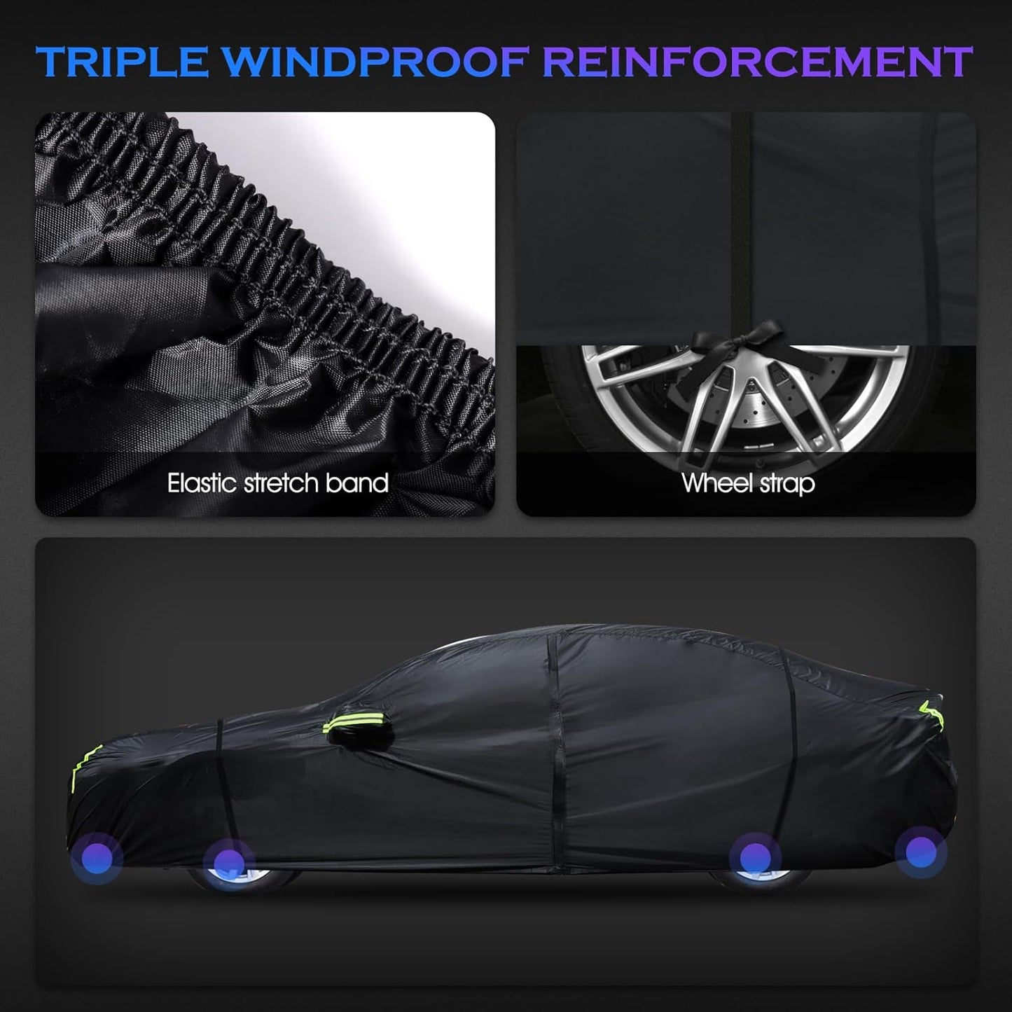 Car Cover Custom Fit for Toyota Corolla 2000-2025,Honda Civic 1991-2025,6 Layers Truck Cover Waterproof All Weather for Automobiles,Outdoor Full Exterior Cover,Rain, Sun, Wind Protection,Black