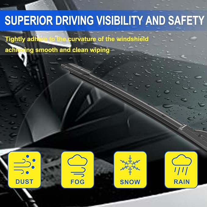 ANIKLUIM® 26"+17" Wiper Blades with 12" Rear Wiper Blade Set Replacement for 2017-2022 CR-V Windshield Wipers Original Factory Quality (Pack of 3)