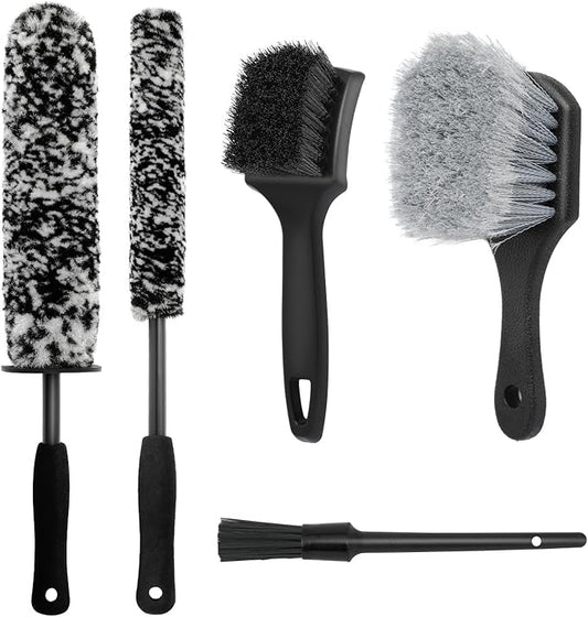 5PCS Wheel Cleaner Brush Kit, Tire Brushes, Rim Cleaner Brush,Car Detailing Brushes, Car Wash Tools for Wheels and Tires No Spatter