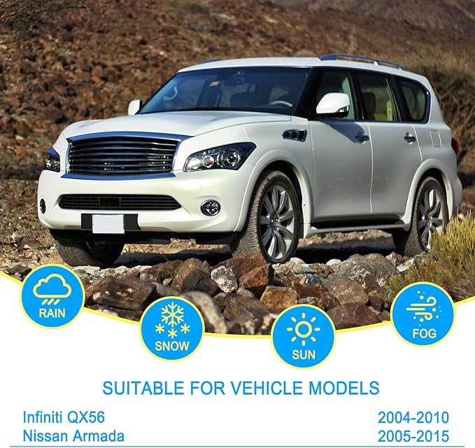 CJPPPZIW® Windshield Wipers-24"+22"+12" Replacement for 2005-2015 Nissan Armada/2004-2010 Infiniti QX56 Premium All-Season Front and Rear Wiper Blades,Original Factory Quality(Pack of 3)