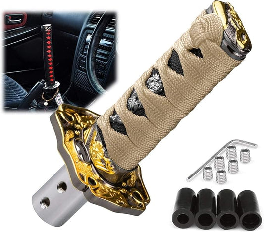 EZAUTO WRAP 10cm Gold Black Shift Knob Samurai Sword Alloy Katana with Adapter Universal