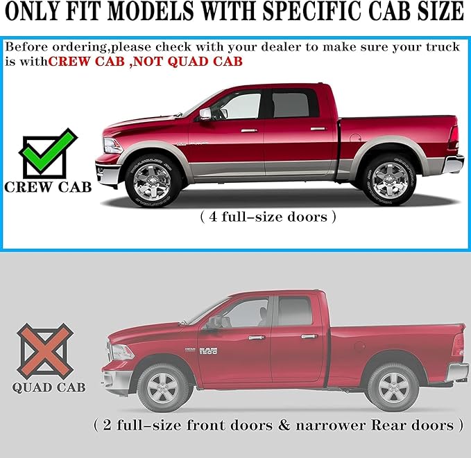 COMNOVA 6.5 Inches Side Steps Running Boards Compatible with 2019-2026 Dodge Ram 1500 (excl. Classic/2500/3500) Crew Cab with 4 Full Size Doors. Ram Rock Sliders Nerf Bars with Honeycomb Step Pad.