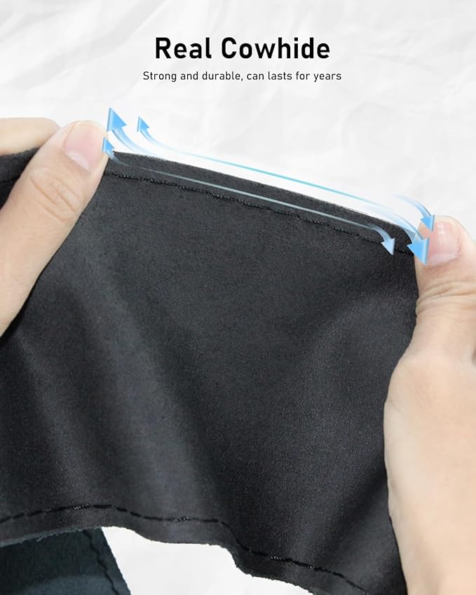 BELINOUS Suede Steering Wheel Leather Wrap (Size L5, Black)