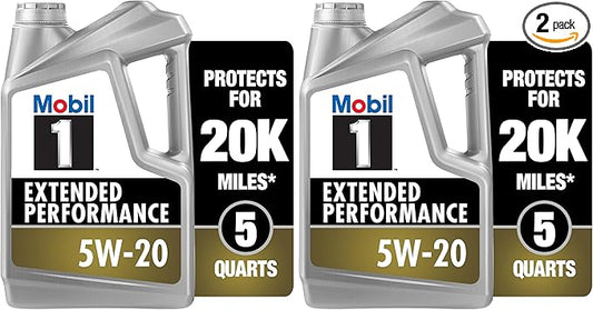Mobil 1 Extended Performance Full Synthetic Motor Oil 5W-20, 5 Quart (Pack of 2)
