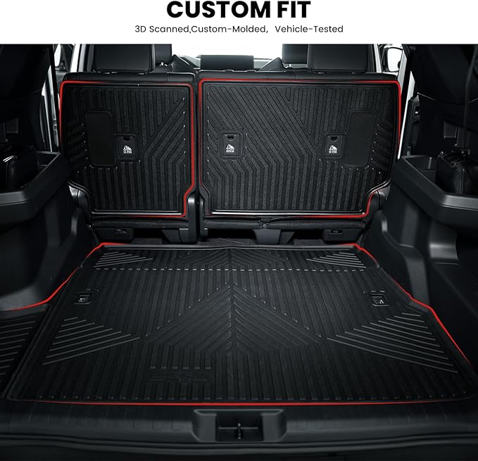 LASFIT Trunk Mat&Backrest Mat for Toyota 4Runner 2025-2026 5-Seater Gas Only(Not Fit Hybrid or 7-Seater), All Weather TPE Custom Fit Cargo Liner for 6th gen 4Runner SR5/TRD/Limited Cargo Mat