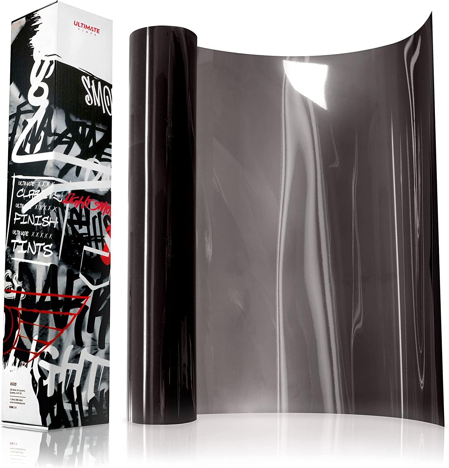 VViViD+ Ultimate Headlight Taillight Tint Vinyl Wrap (12" x 7ft, Light Smoke)