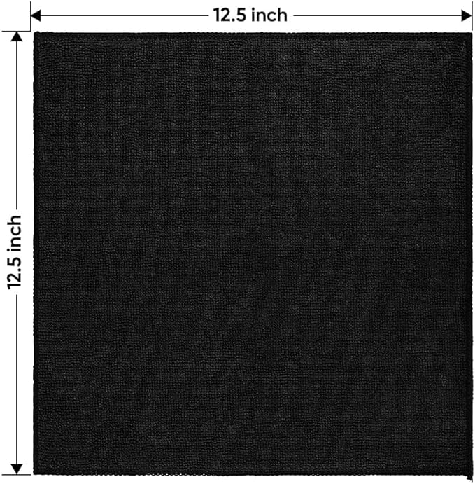 HOMEXCEL Black Microfiber Cleaning Cloth 12 Pack, 12.5 x 12.5 inch Microfiber Towels for Cars, Ultra Absorbent Car Washing Cloth, Lint Free Streak Free Cleaning Rags for Car, Kitchen, and Window