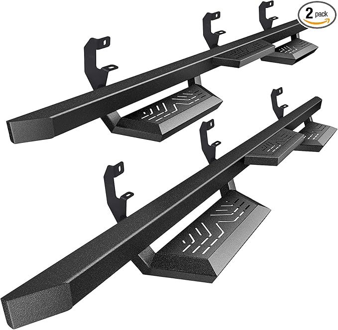 PZ Drop Down Side Steps Running Boards Compatible with 2020-2025 GMC Sierra 2500HD 3500HD Crew Cab, Black Heavy Duty Carbon Steel Truck Step Rails Nerf Bars