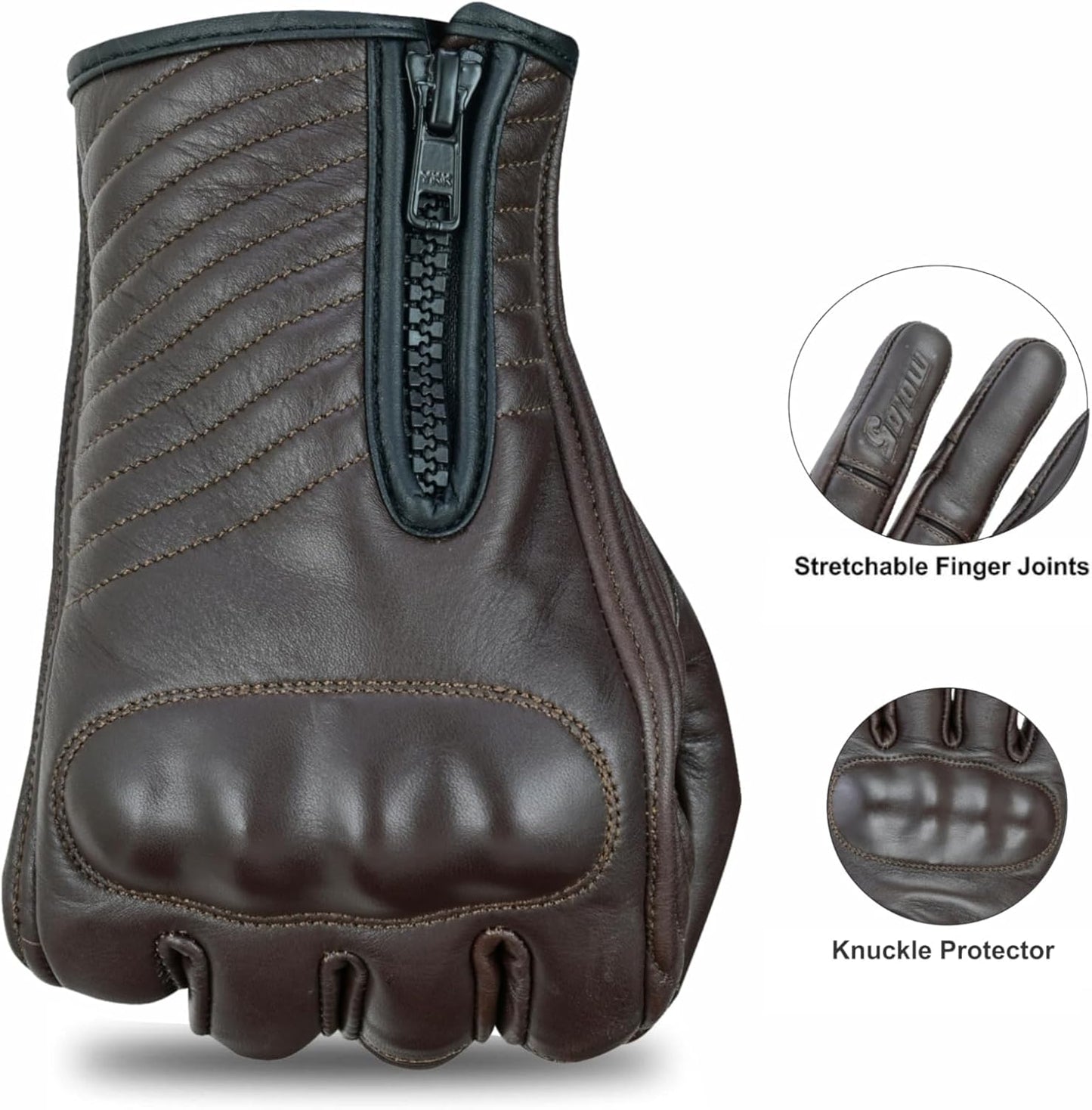 Full Finger Leather Motorcycle Gloves for Men & Women Touch Screen Gloves Premium Street Motorcycle Durable Protective Cruiser Biker Gel Leather Motorbike Gloves