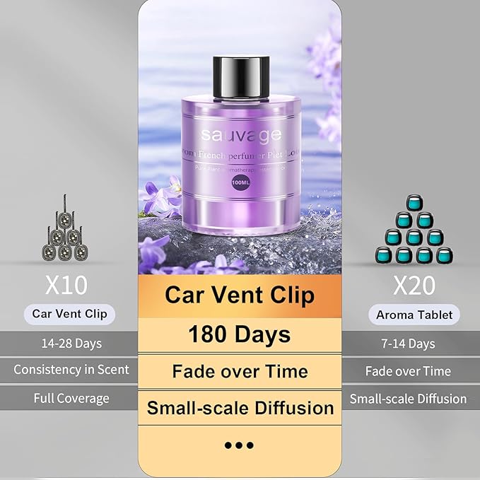Amor Lyris Car Air Freshener Refill 3.5OZ/100ml Bottle, CO01/Dedicated Perfume Long Lasting Air Fresheners 6 Months, Car Diffuser Essential Oil Made of Natural Plant Extracts, Sauvage