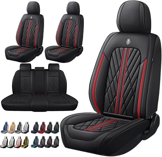 Universal Fit Waterproof Breathable Nappa Leather Automotive Vehicle Car Seat Covers Set Cushion Protector for Sedan SUV
