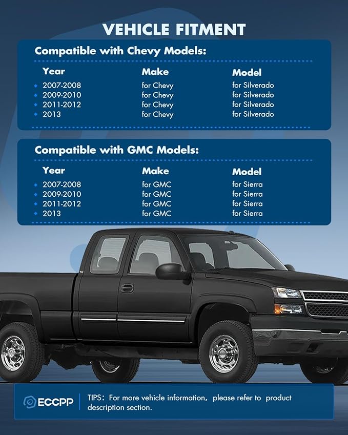 ECCPP Towing Mirrors Fit For 2007-2013 For Chevrolet Silverado 2007-2013 For GMC Sierra With Left Right Side With Power Heated Turn Signal Light Black Texture