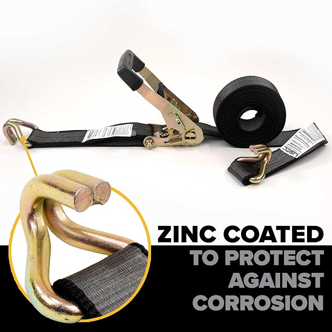 US Cargo Control Blackline Ratchet Straps Heavy Duty (10-Pack), 2 Inch x 18 Foot Black Ratchet Straps with Double J Hooks, 13,000 LBS Break Strength, Heavy Duty Tie Down Straps for Trucks & Trailers