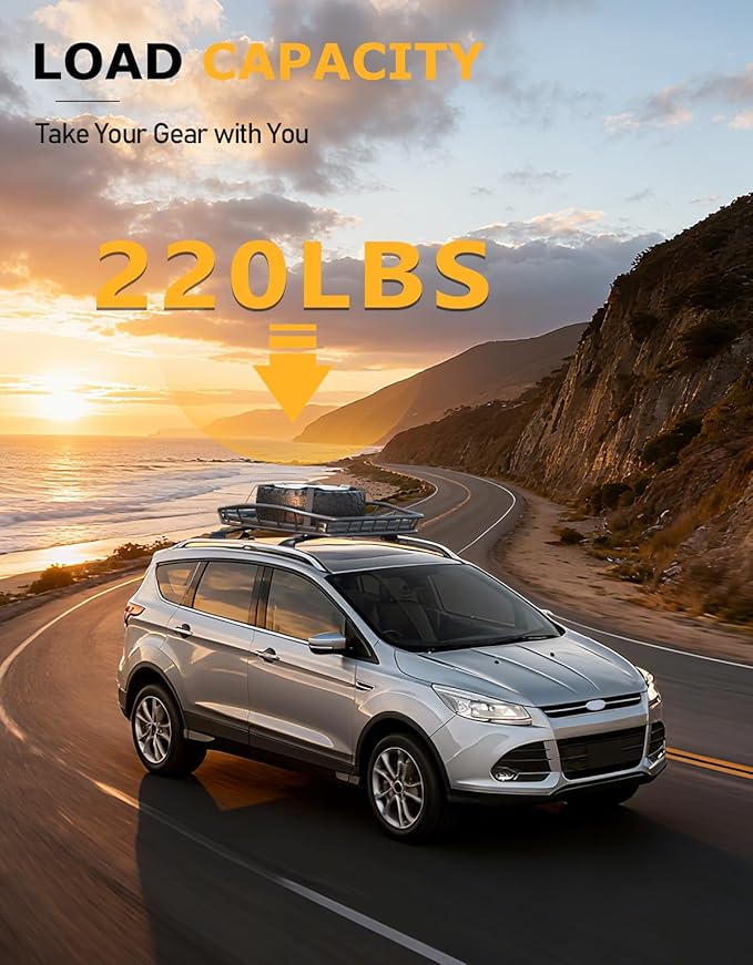 Tuyoung All-Aluminum Roof Racks Cross Bars Compatible with Ford Escape 2013 2014 2015 2016 2017 2018 2019, 220lbs Heavy Duty Aluminum Crossbar Roof Rail Cargo Carrier Rooftop Car Black Accessories