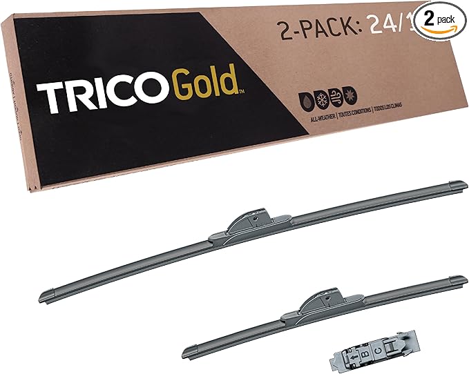 TRICO Gold 24" + 16" Premium Automotive Replacement Windshield Wiper Blades (Set of 2), Passenger and Driver Side All-Weather Beam Wiper Blades for Select Vehicle Models