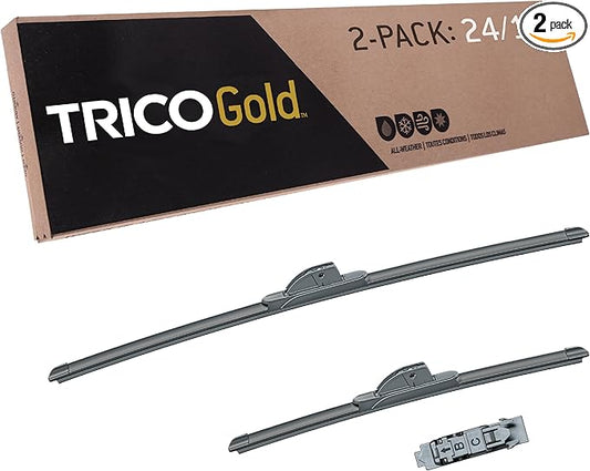 TRICO Gold 24" + 16" Premium Automotive Replacement Windshield Wiper Blades (Set of 2), Passenger and Driver Side All-Weather Beam Wiper Blades for Select Vehicle Models