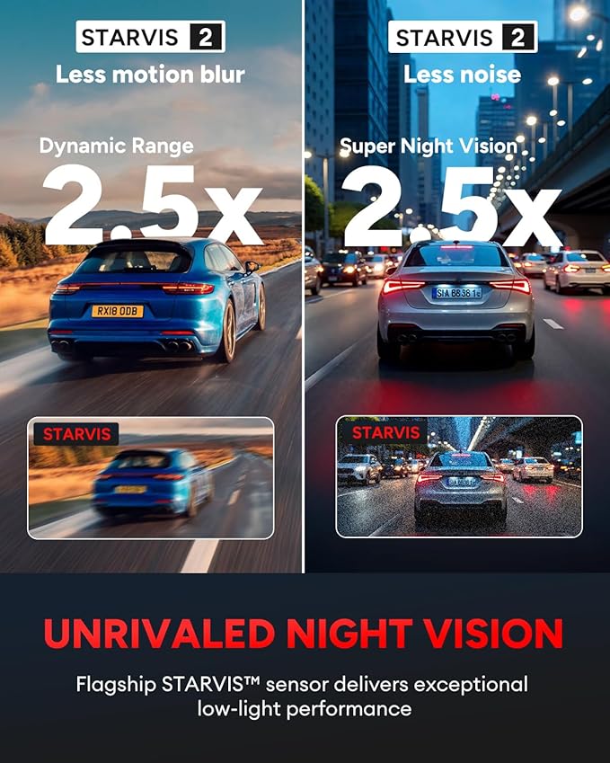 SJCAM M60 3 Channel Dash Cam Front and Rear Interior with Fast Bluetooth Connection, Equipped with STARVIS 2 HDR, Dashcam Front and Rear Camera, Built-in GPS/WiFi/Bluetooth, WDR Night Vision, 3CH