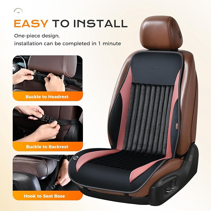 Coverado Front Seat Covers, Comfortable Front Seat Cushion and Back Support Cover, Soft Velour & Leather Car Seat Protector, Winter Seat Cover Universal Fit for Most Cars, Suvs Trucks