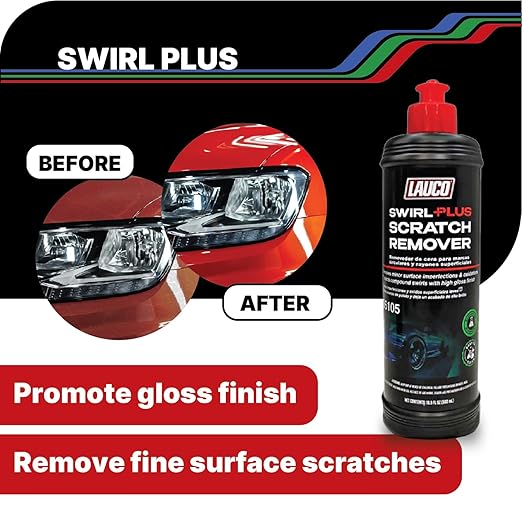 LAUCO Step 2 Fine Polish Compound, Professional Swirl Mark & Scratch Remover for Automotive Paint, Silicone-Free, Clear Coat Safe Polishing Compound for High-Gloss Finish, Body Shop & Detailer Grade