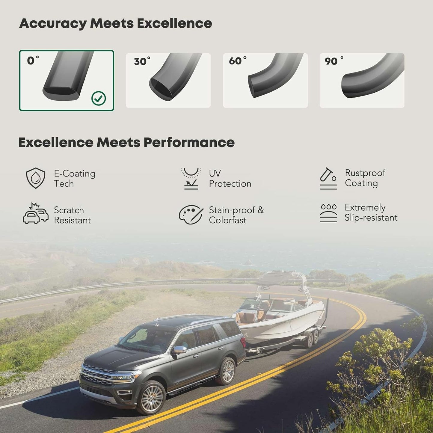 YHTAUTO 5 Inch Running Boards Side Steps Compatible with Chevy Silverado & GMC Sierra 1500/2500 HD/3500 HD 2019-2024, Extended Cab, Oval Straight Carbon Steel Black Powder, Truck Cab Side Step Rails