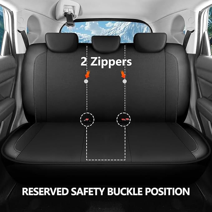 Neoprene EVA Waterproof Seat Covers, Premium Cloth Car seat Covers Full Set, Airbag Compatibable, Durable, Universal Automotive Comfort Protection for Most Cars,Trucks,SUVs(Black 816)