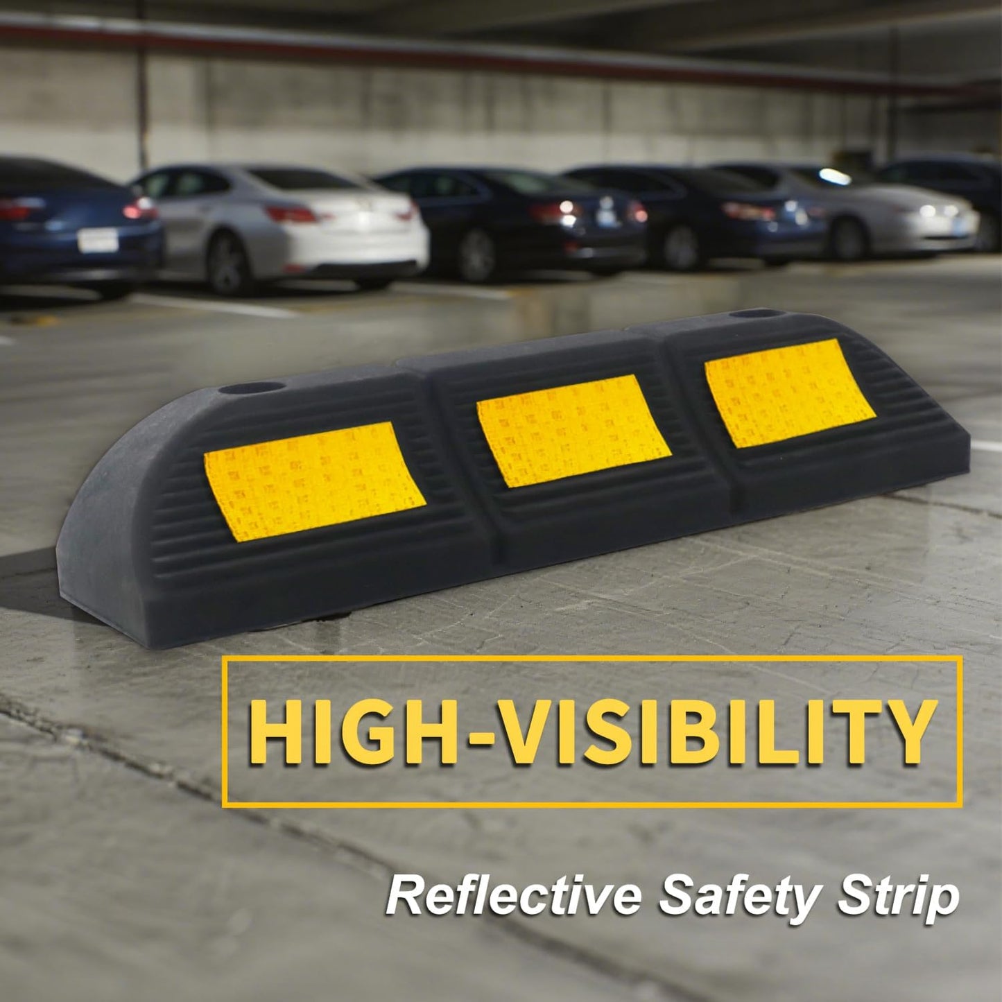 Parking Stopper for Garage Floor, Heavy Duty Rubber Car Wheel Curb Stoppers Bumpers Block for Your Vehicle, Parking Aid Gadgets Tire Stops for Home Garage Wall, Parking Lot & Driveway 2 Pcs