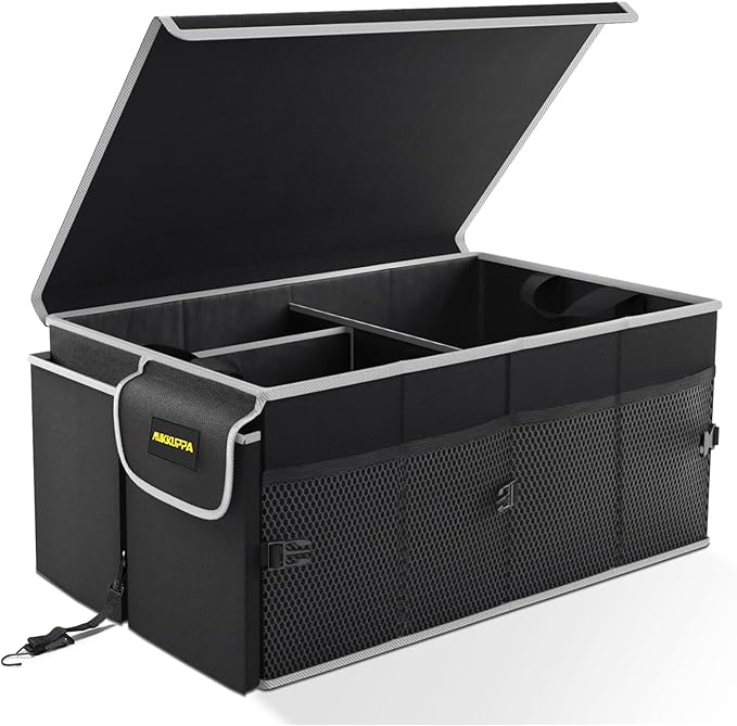 MIKKUPPA Car Trunk Organizer - 65L Collapsible Trunk Organizer with Lid, Sturdy Car Storage for SUV Auto Truck Van with Adjustable Straps and Non Slip Bottom