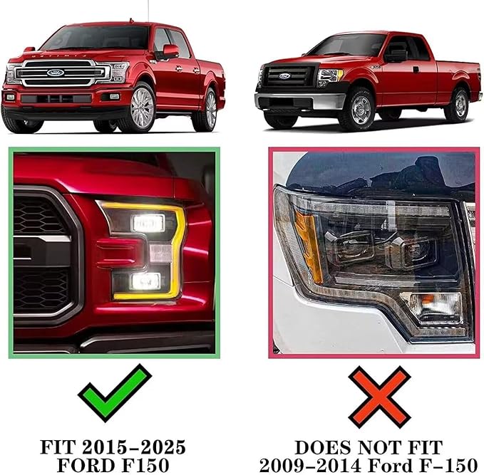 COMNOVA Pair Running Boards Compatible with 2015-2025 Ford F150 Crew Cab with 4 Full Size Doors, Truck Side Steps, Width 6 Inches, V Style Step Boards, Stainless Steel Nerf Bars, Step Bars.