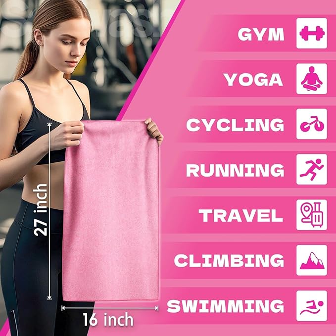 Microfiber Gym Towels for Showering Working Out Quick Dry Negative ions Large Middle Small Sizes Lightweight Gym Towel for Men Women Tennis Sports Towels for Body Hot Yoga Fitness Essentials