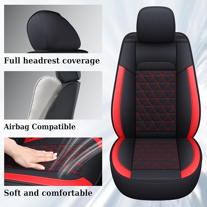 Coverado Seat Covers for Dodge Ram, Waterproof Front Car Seat Covers for Truck Compatible with 2002-2025 Dodge Ram 1500 2500 3500 Crew Double Mega Quad Cab(Red)