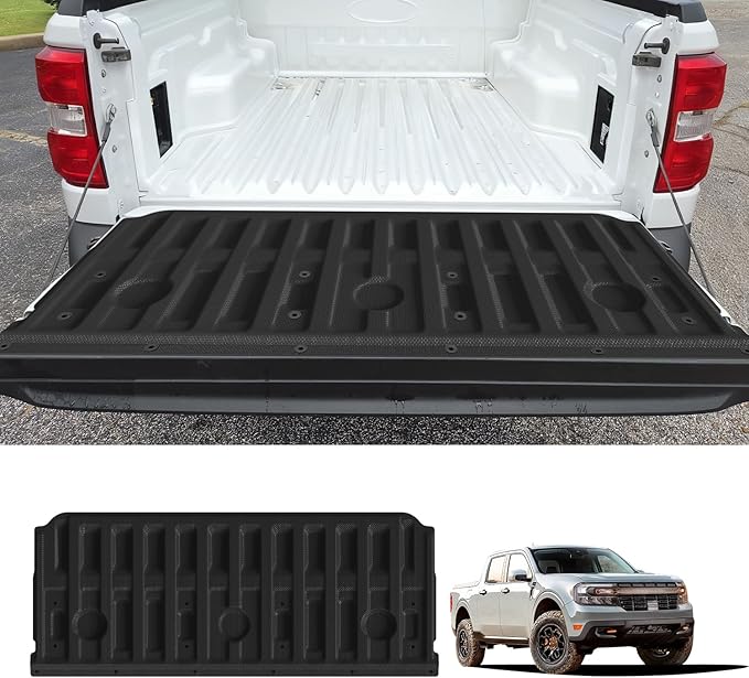 LASFIT Truck Tailgate Mat for Ford Maverick 2025 2024 2023 2022 Hybrid & Gasoline Truck Bed (Not Fit Drop-in Liners) Custom Fit All Weather Protector TPE Easy-Clean Tailgate Liner,1pc Black
