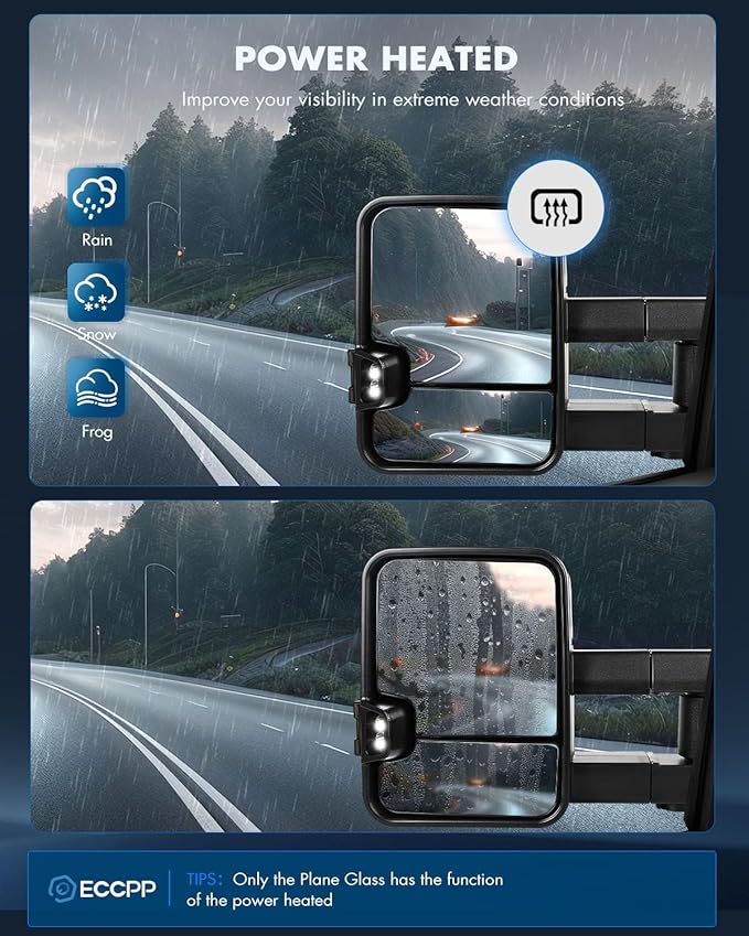 ECCPP Towing Mirrors Fit For 1988-1998 For Chevy For C/K Pickup For Suburban With Left Right Side With Power Heated Turn Signal Light Clearance light Arrow Turn Signal Back up lamp