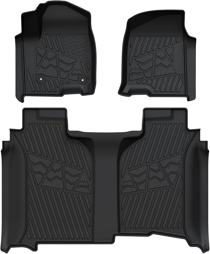 LASFIT Floor Mats 2019-2026 for Chevrolet Silverado/GMC Sierra 1500, 2020-2026 2500HD 3500HD, Only Without Rear Underseat Storage Box, Only Bucket Seat/Crew Cab (Not for Regular/Double Cab)