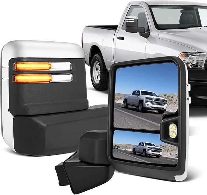 ECCPP Towing Mirrors Tow Mirrors With 2019-2022 For GMC For Serria 1500 Power Heated Turn Signal Width Puddle Running Back-Up Light Temp Sensor Chrome Pickup
