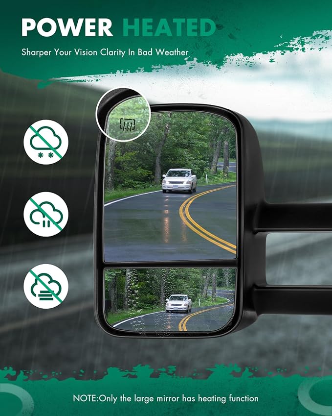 SCITOO Towing Mirrors fit 2014-2017 for Chevy Silverado for GMC Sierra 1500 2015-2016 for Silverado for Sierra 2500HD 3500HD Pickup Tow Mirror Power Heated