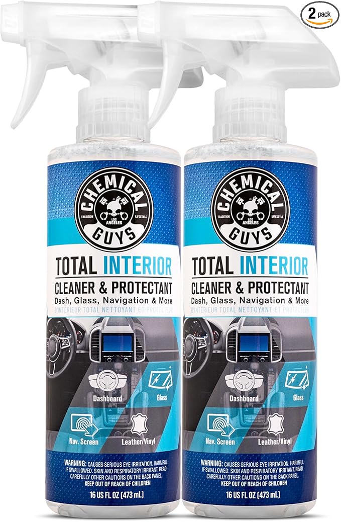 Chemical Guys Total Interior Cleaner and Protectant - Safe for Cars, Trucks, SUVs, Jeeps, Motorcycles, RVs, and More, 16 fl oz (2-Pack)